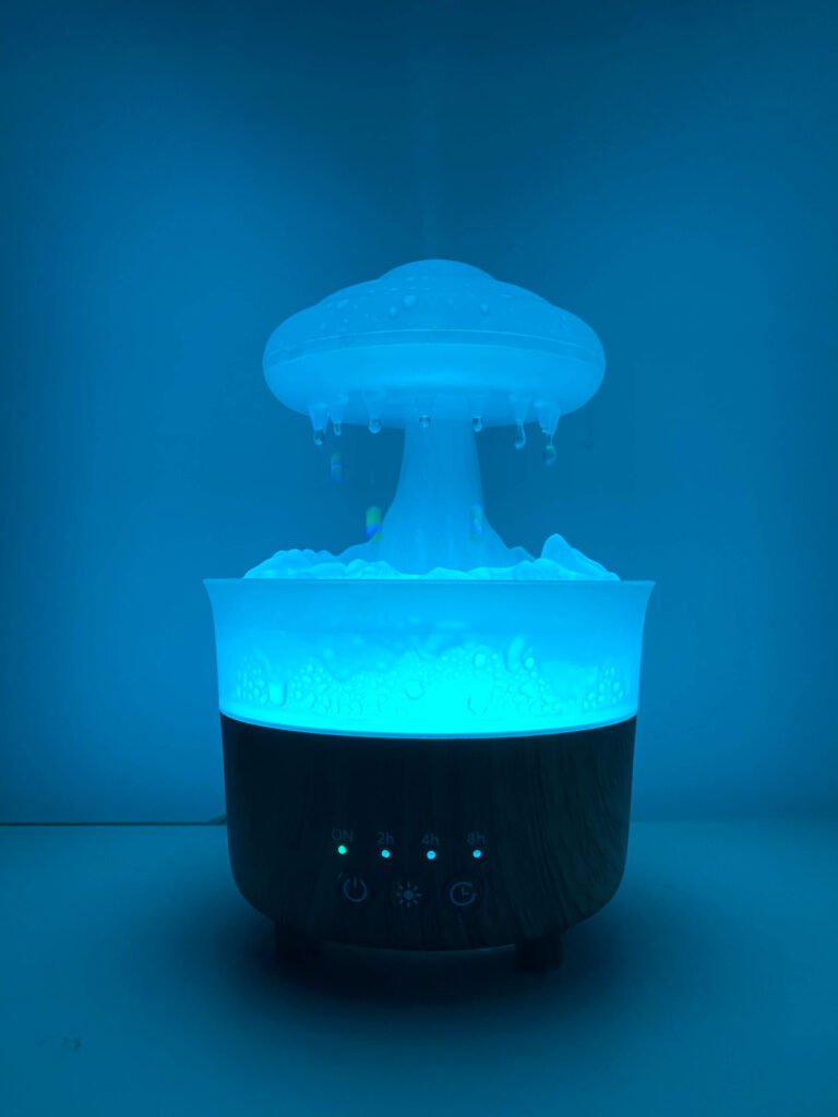 Humidificador de aceites esenciales creando un ambiente relajante